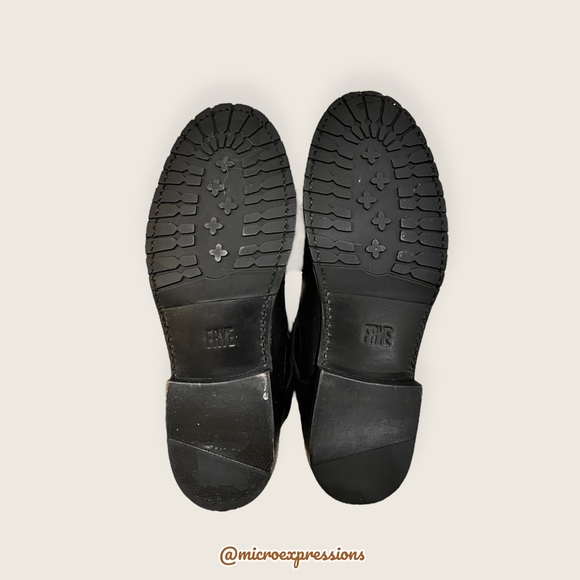 $388 Frye Natalie Engineer Black Leather  Short Moto Belted Casual Lug AnkleBoot - Picture 15 of 16